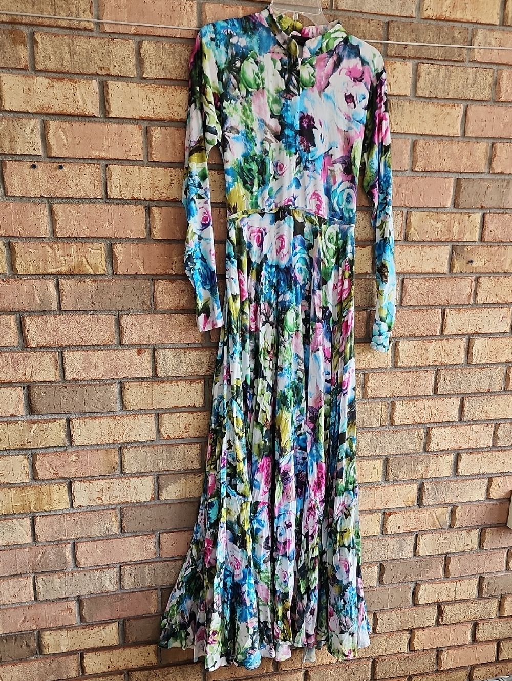 Anna Harris Size XSmall Floral Long Sleeve Maxi Dress - Multicolor